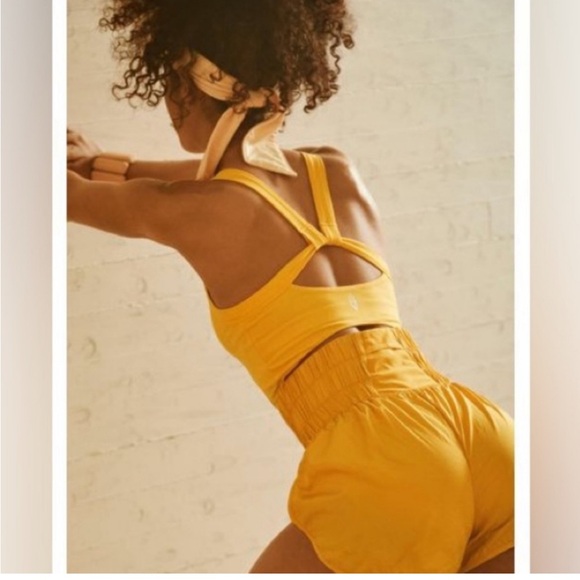 FP Movement Way Home Runsie Romper Marigold Yellow Medium. - Picture 2 of 9